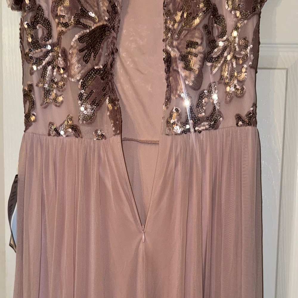 Betsy & Adam Blush Sequin Floral Bodice Maxi Dress - Picture 15 of 15